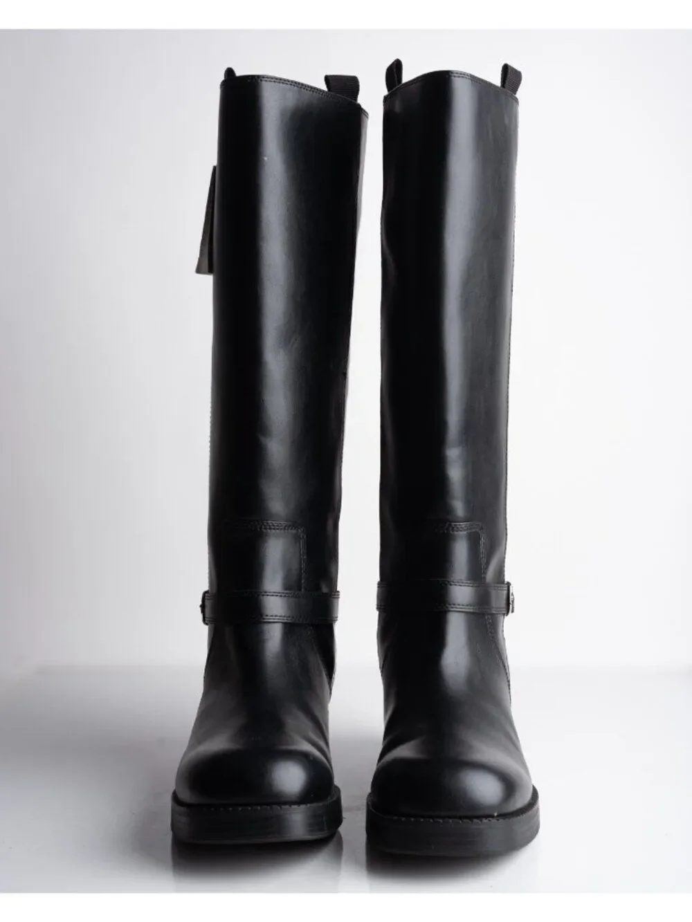 Zara Womens Riding Boots faux leather knee high Black US 10 EU 41 NWD 1012/410